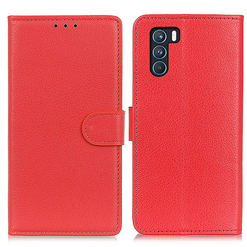 Leather Case Stands Flip Cover Holder A03D for Oppo K9 Pro 5G Red