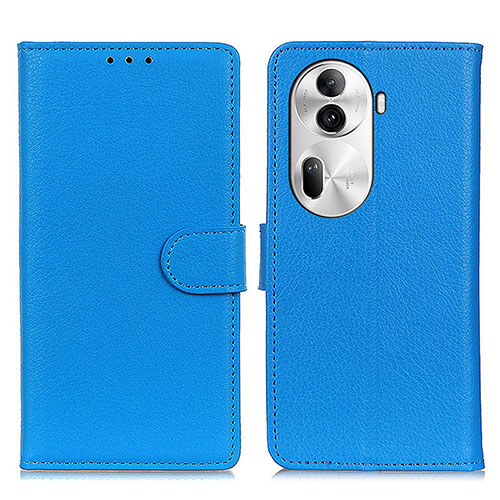 Leather Case Stands Flip Cover Holder A03D for Oppo Reno11 Pro 5G Sky Blue