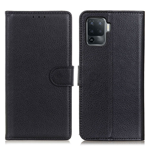 Leather Case Stands Flip Cover Holder A03D for Oppo Reno5 F Black