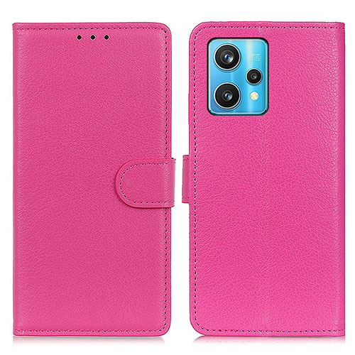 Leather Case Stands Flip Cover Holder A03D for Realme 9 4G Hot Pink