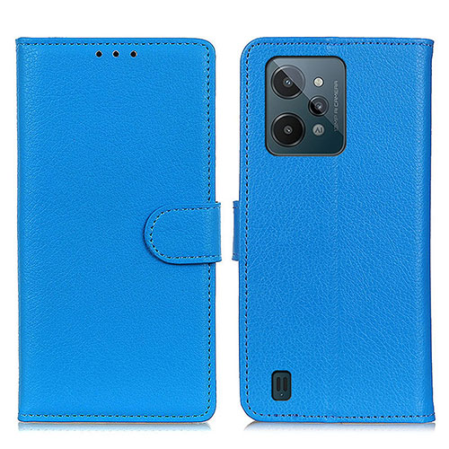 Leather Case Stands Flip Cover Holder A03D for Realme C31 Sky Blue