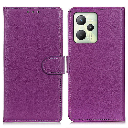 Leather Case Stands Flip Cover Holder A03D for Realme Narzo 50A Prime Purple