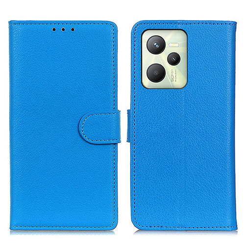 Leather Case Stands Flip Cover Holder A03D for Realme Narzo 50A Prime Sky Blue