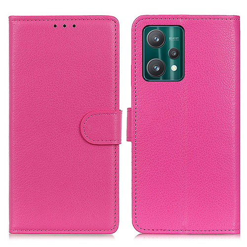 Leather Case Stands Flip Cover Holder A03D for Realme V25 5G Hot Pink