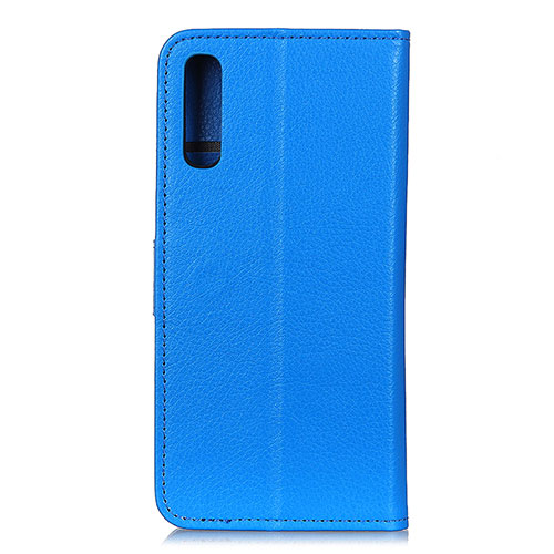 Leather Case Stands Flip Cover Holder A03D for Samsung Galaxy A02 Sky Blue