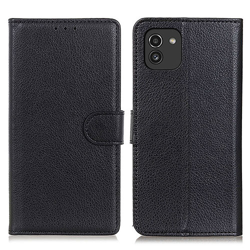 Leather Case Stands Flip Cover Holder A03D for Samsung Galaxy A03 Black