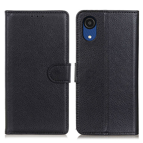 Leather Case Stands Flip Cover Holder A03D for Samsung Galaxy A03 Core Black