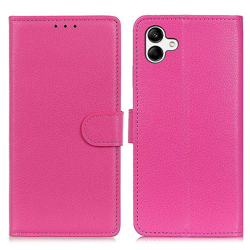 Leather Case Stands Flip Cover Holder A03D for Samsung Galaxy A04 4G Hot Pink