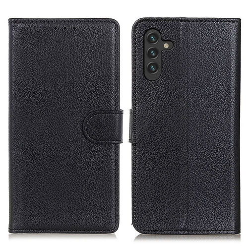 Leather Case Stands Flip Cover Holder A03D for Samsung Galaxy A04s Black