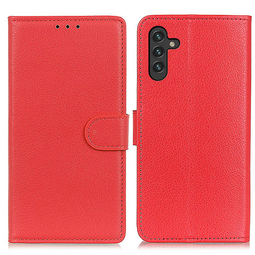 Leather Case Stands Flip Cover Holder A03D for Samsung Galaxy A13 5G Red