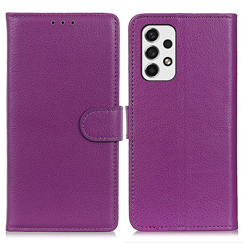 Leather Case Stands Flip Cover Holder A03D for Samsung Galaxy A53 5G Purple