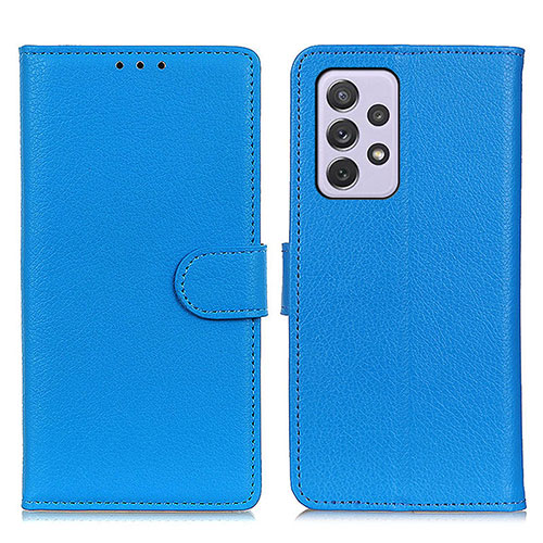 Leather Case Stands Flip Cover Holder A03D for Samsung Galaxy A73 5G Sky Blue