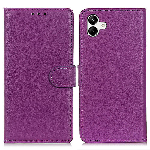 Leather Case Stands Flip Cover Holder A03D for Samsung Galaxy F04 Purple