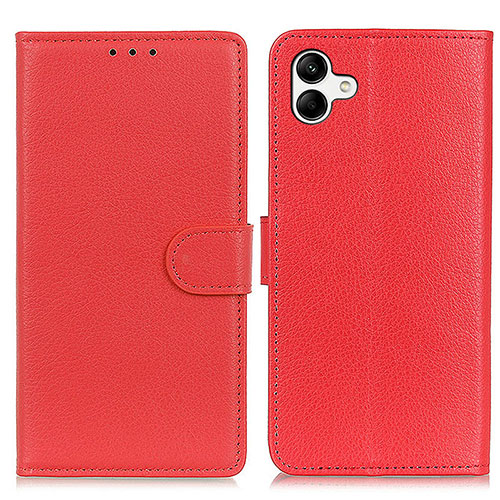 Leather Case Stands Flip Cover Holder A03D for Samsung Galaxy F04 Red