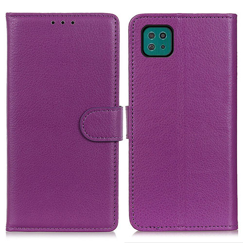 Leather Case Stands Flip Cover Holder A03D for Samsung Galaxy F42 5G Purple