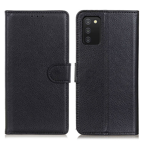 Leather Case Stands Flip Cover Holder A03D for Samsung Galaxy M02s Black