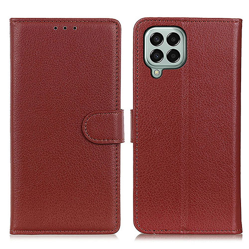 Leather Case Stands Flip Cover Holder A03D for Samsung Galaxy M33 5G Brown