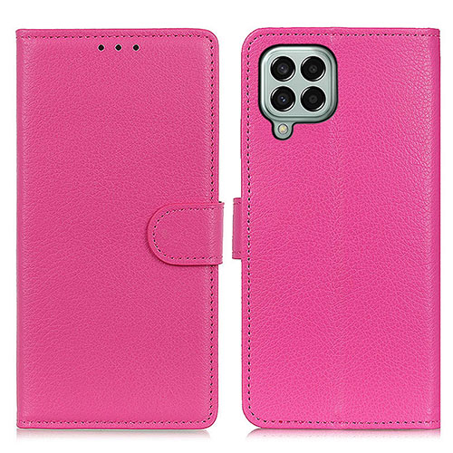 Leather Case Stands Flip Cover Holder A03D for Samsung Galaxy M33 5G Hot Pink