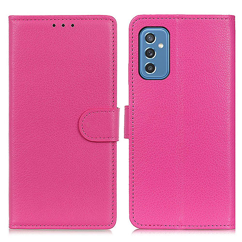 Leather Case Stands Flip Cover Holder A03D for Samsung Galaxy M52 5G Hot Pink