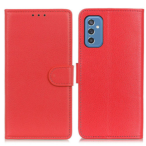 Leather Case Stands Flip Cover Holder A03D for Samsung Galaxy M52 5G Red