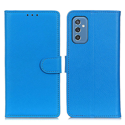 Leather Case Stands Flip Cover Holder A03D for Samsung Galaxy M52 5G Sky Blue