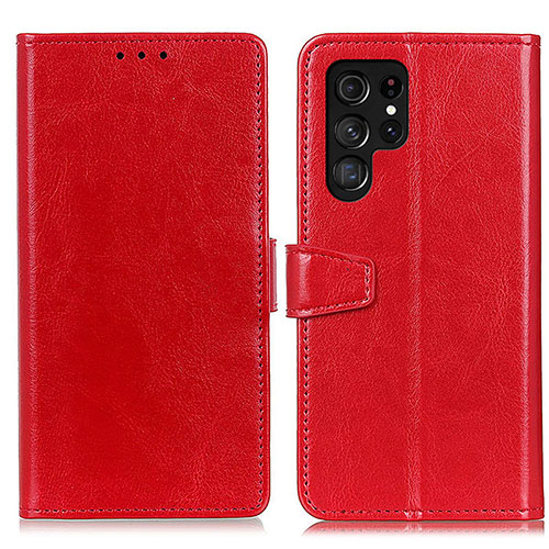 Leather Case Stands Flip Cover Holder A03D for Samsung Galaxy S24 Ultra 5G Red