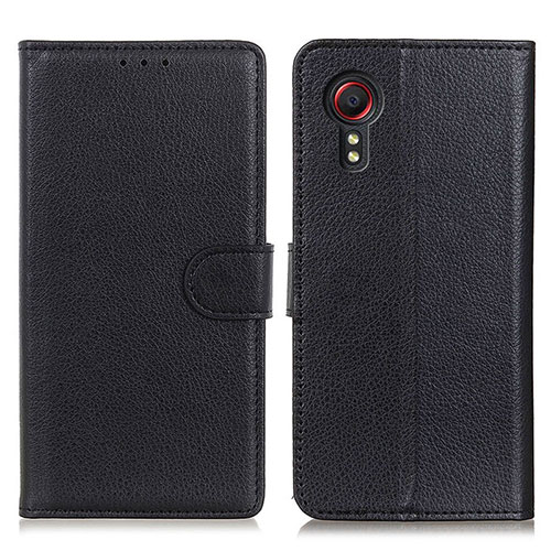 Leather Case Stands Flip Cover Holder A03D for Samsung Galaxy XCover 5 SM-G525F Black