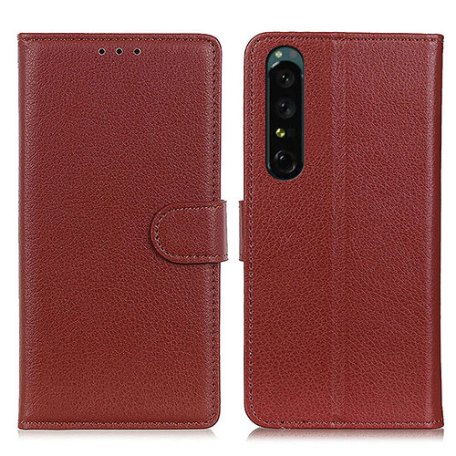 Leather Case Stands Flip Cover Holder A03D for Sony Xperia 1 IV SO-51C Brown