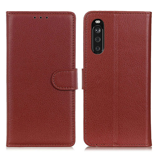 Leather Case Stands Flip Cover Holder A03D for Sony Xperia 10 III Brown