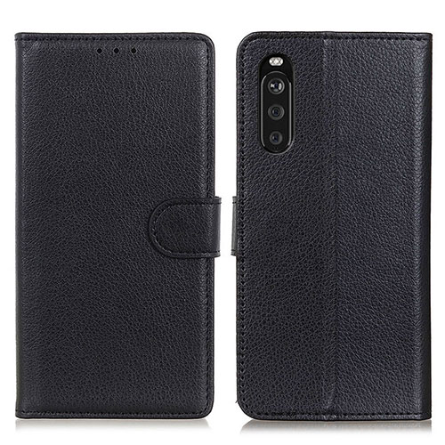 Leather Case Stands Flip Cover Holder A03D for Sony Xperia 10 III Lite Black