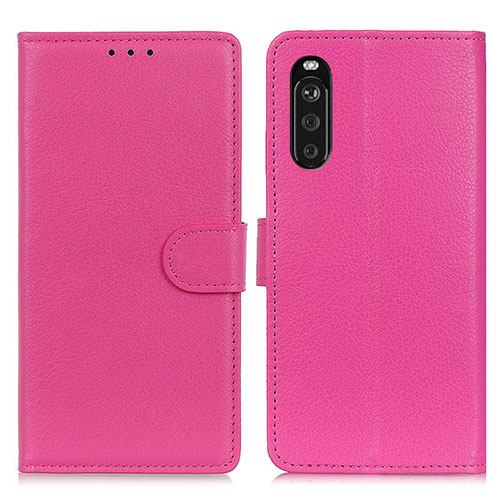 Leather Case Stands Flip Cover Holder A03D for Sony Xperia 10 III Lite Hot Pink