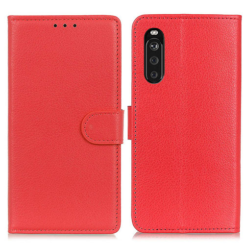 Leather Case Stands Flip Cover Holder A03D for Sony Xperia 10 III SO-52B Red