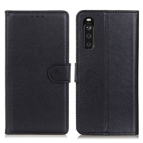Leather Case Stands Flip Cover Holder A03D for Sony Xperia 10 III SOG04 Black