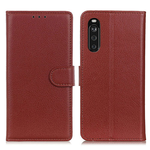 Leather Case Stands Flip Cover Holder A03D for Sony Xperia 10 III SOG04 Brown