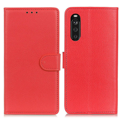 Leather Case Stands Flip Cover Holder A03D for Sony Xperia 10 III SOG04 Red