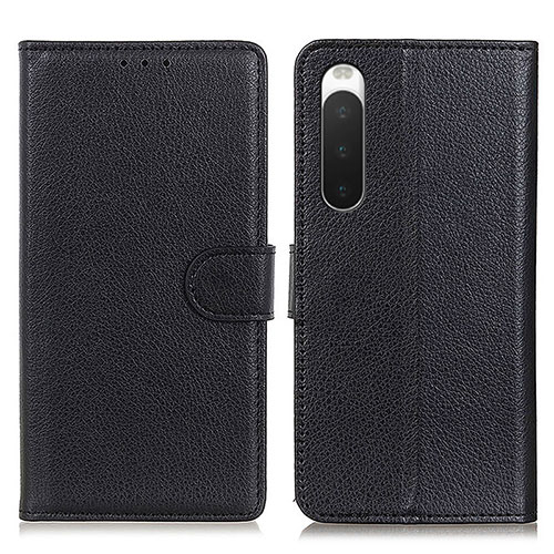 Leather Case Stands Flip Cover Holder A03D for Sony Xperia 10 IV Black