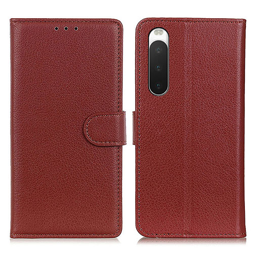 Leather Case Stands Flip Cover Holder A03D for Sony Xperia 10 IV SOG07 Brown