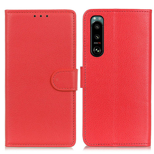 Leather Case Stands Flip Cover Holder A03D for Sony Xperia 5 III SO-53B Red