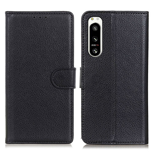 Leather Case Stands Flip Cover Holder A03D for Sony Xperia 5 IV Black