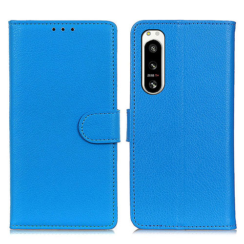 Leather Case Stands Flip Cover Holder A03D for Sony Xperia 5 IV Sky Blue