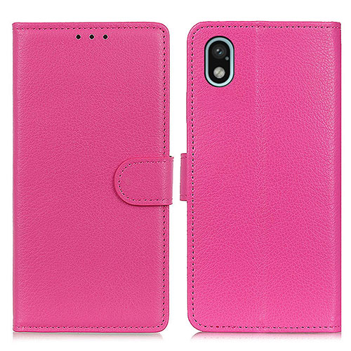 Leather Case Stands Flip Cover Holder A03D for Sony Xperia Ace III SO-53C Hot Pink