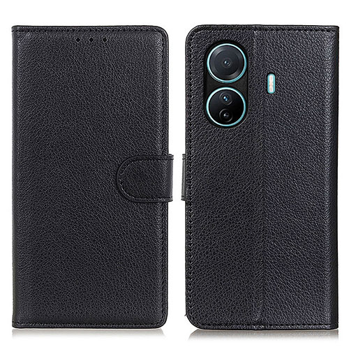 Leather Case Stands Flip Cover Holder A03D for Vivo iQOO Z6 Pro 5G Black