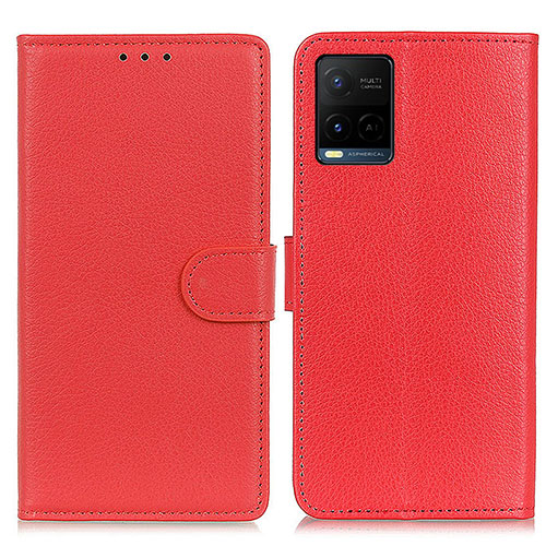 Leather Case Stands Flip Cover Holder A03D for Vivo Y21s Red