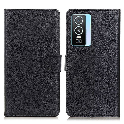 Leather Case Stands Flip Cover Holder A03D for Vivo Y74s 5G Black