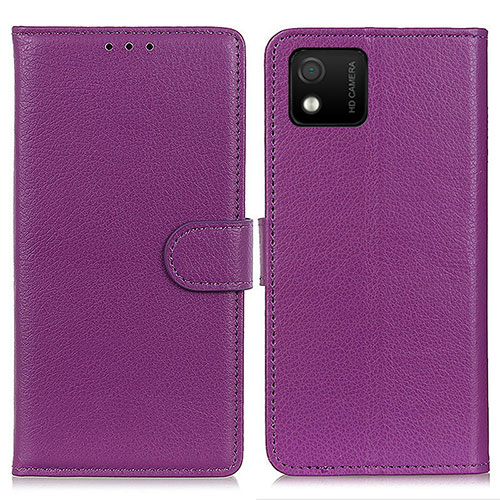 Leather Case Stands Flip Cover Holder A03D for Wiko Y52 Purple