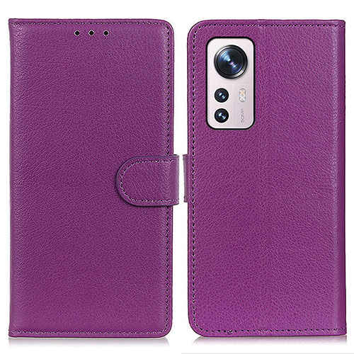 Leather Case Stands Flip Cover Holder A03D for Xiaomi Mi 12X 5G Purple