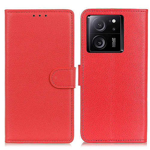 Leather Case Stands Flip Cover Holder A03D for Xiaomi Mi 13T Pro 5G Red