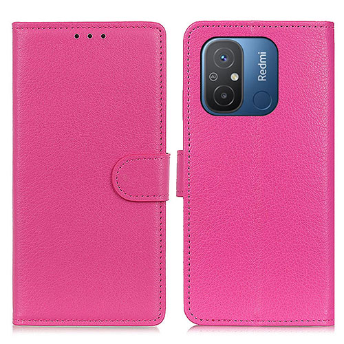 Leather Case Stands Flip Cover Holder A03D for Xiaomi Poco C55 Hot Pink