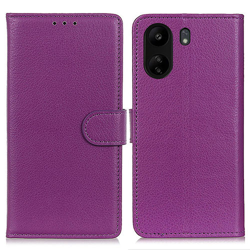 Leather Case Stands Flip Cover Holder A03D for Xiaomi Poco C65 Purple