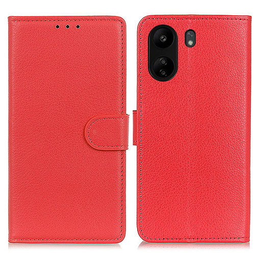 Leather Case Stands Flip Cover Holder A03D for Xiaomi Poco C65 Red